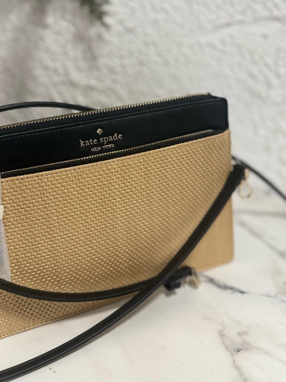 Kate Spade Cameron Street Straw Crossbody Black Purse – NWT - Picture 5 of 8